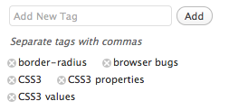 Screenshot of WordPress' tagging UI