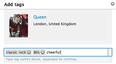 Screenshot of last.fm's tagging UI